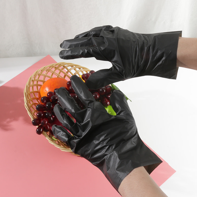 Good temperature resistance Black TPE gloves (dot pattern)