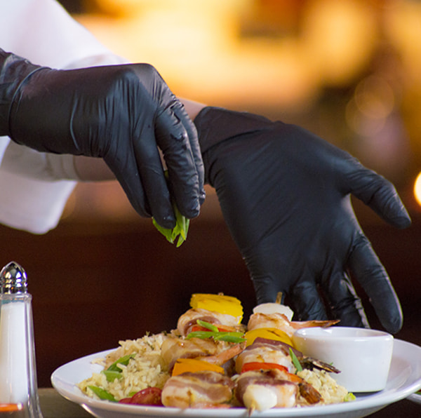 Good temperature resistance Black TPE gloves (diamond pattern)