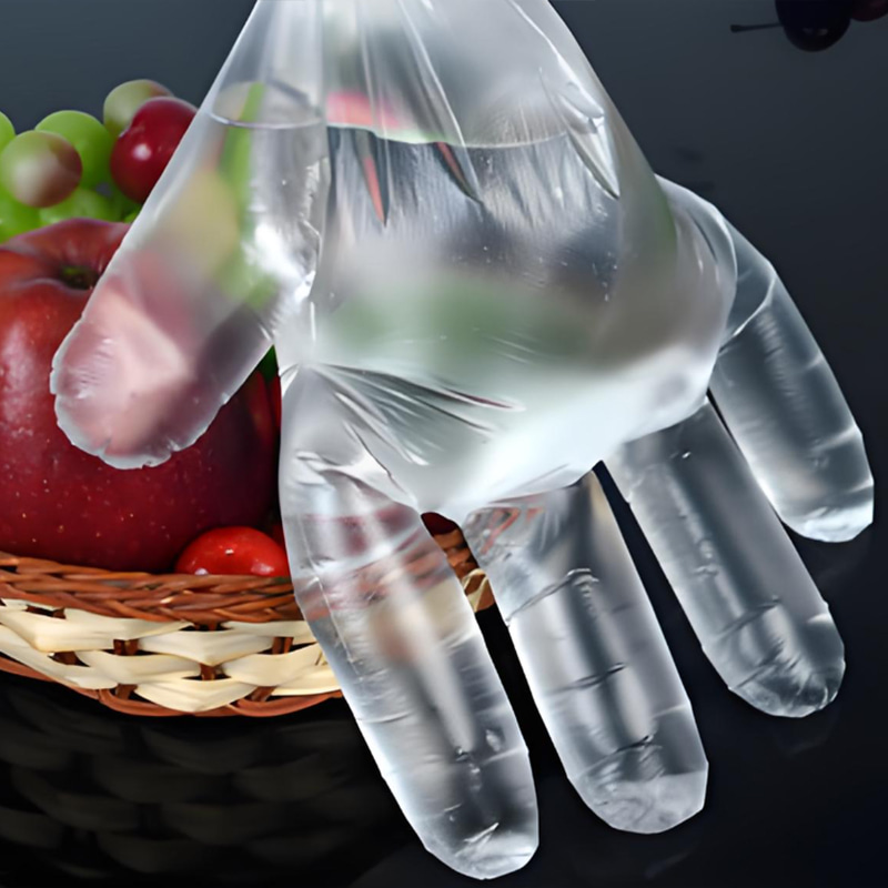 Waterproof and oil-proof Off-white HDPE gloves
